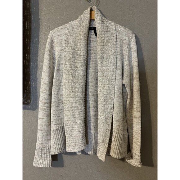 INC Cardigan Sweater Ivory Cream Brown Shimmer XL Extra Large Thick Cotton NEW - Picture 7 of 11